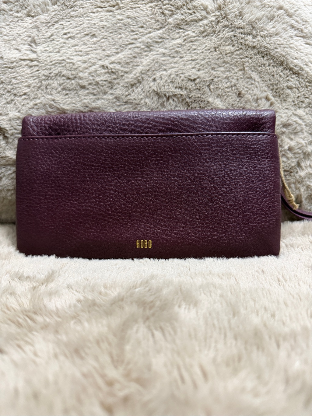 Hobo Deep Plum Leather Wristlet Clutch